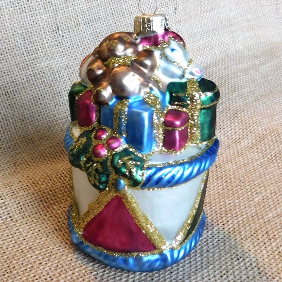 VTG Krebs Lauscha Horse on Drum Christmas Ornament Hand Blown Glass Germany - Picture 4 of 9